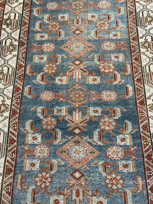 Antique Persian Malayer Runner - narrow runner - overhead flat lay view [#16]