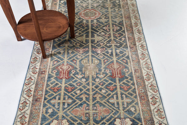 Antique Persian Malayer Runner - narrow runner - styled in room setting [#17]