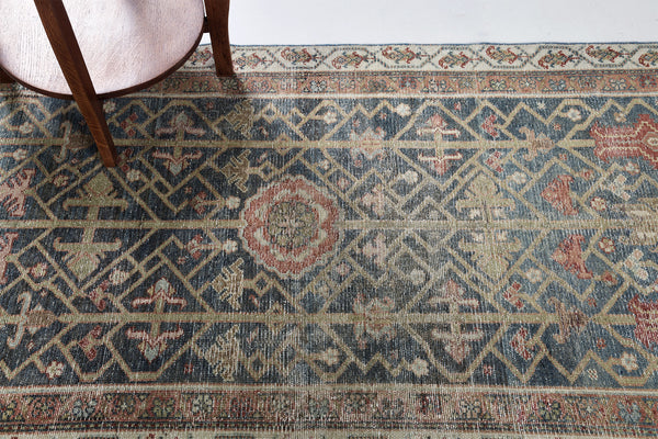 Antique Persian Malayer Runner - narrow runner - overhead flat lay view [#17]