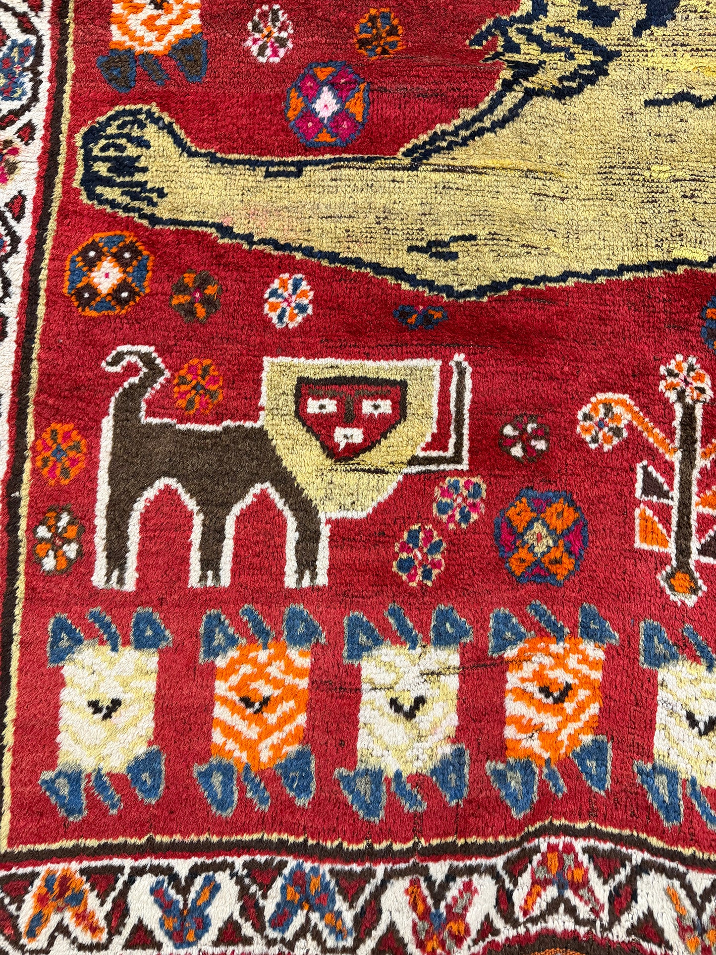 Antique Persian Ghashghaei "Lion Rug"