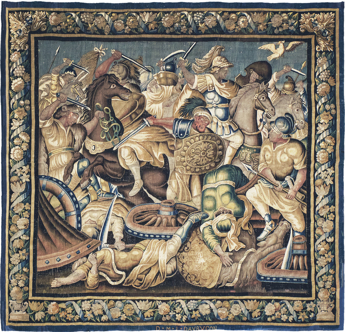 Antique Flemish Tapestry - hand-woven tapestry, Flemish hand-woven - one-of-a-kind handmade area rug [#1]