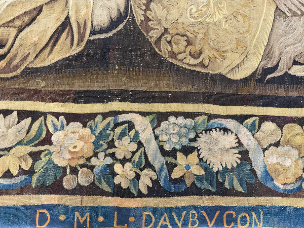 Antique Flemish Tapestry - hand-woven tapestry, Flemish hand-woven - styled in room setting [#1]