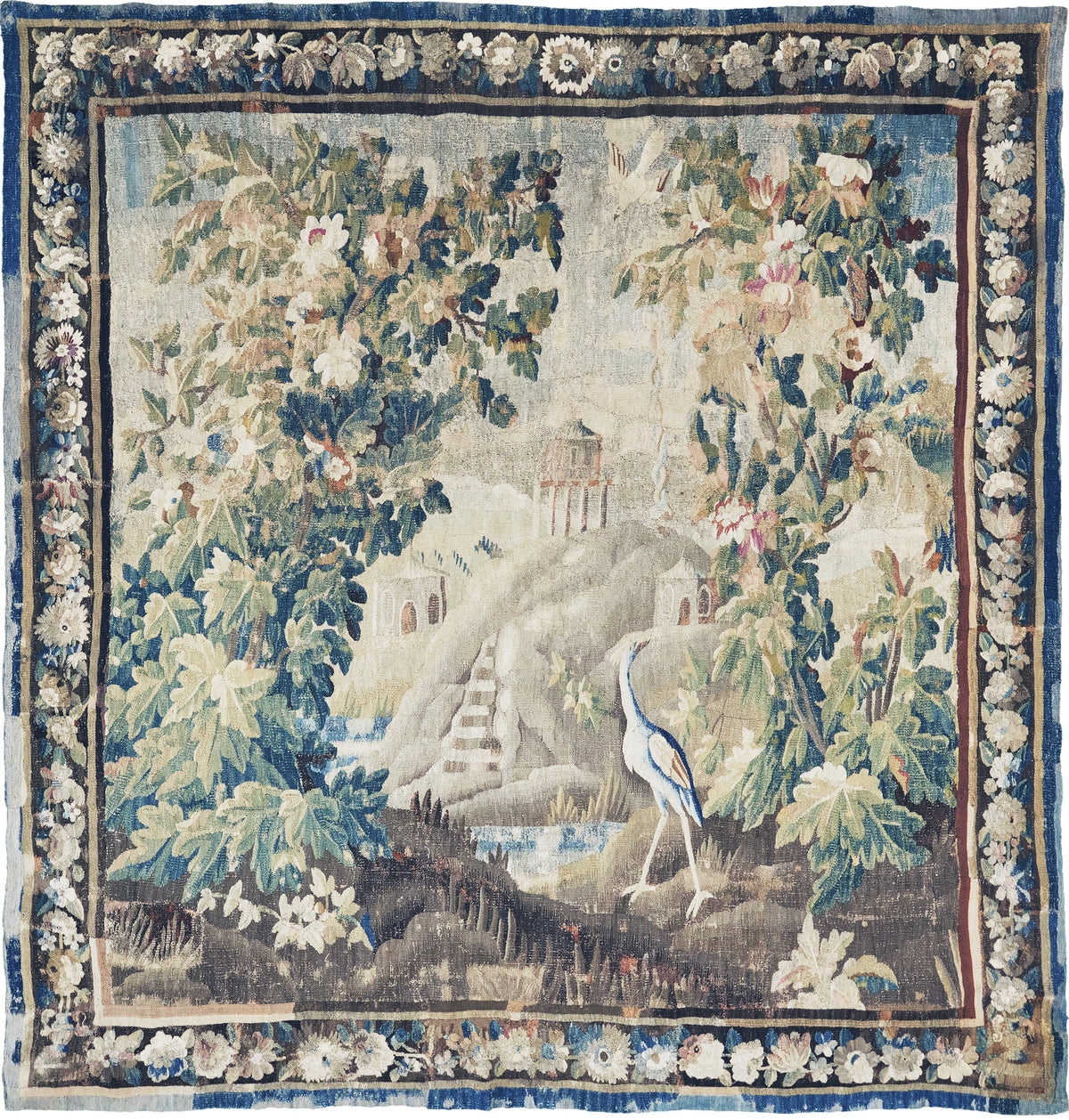 17th Century Antique Flemish Tapestry - hand-woven tapestry, Flemish hand-woven - one-of-a-kind handmade area rug [#1]