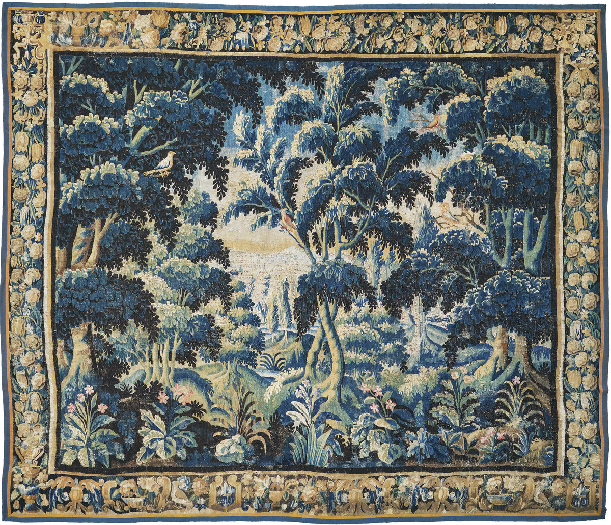 17th Century Antique Flemish Tapestry - hand-woven tapestry, Flemish hand-woven - one-of-a-kind handmade area rug [#2]