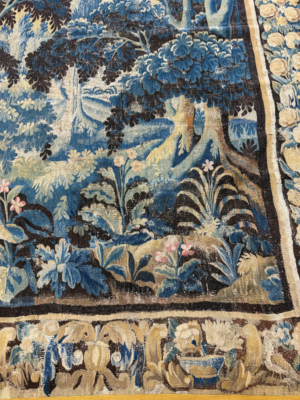 17th Century Antique Flemish Tapestry - hand-woven tapestry, Flemish hand-woven - styled in room setting [#2]