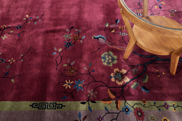 Antique Chinese Art Deco - hand-knotted in China - overhead flat lay view [#4]