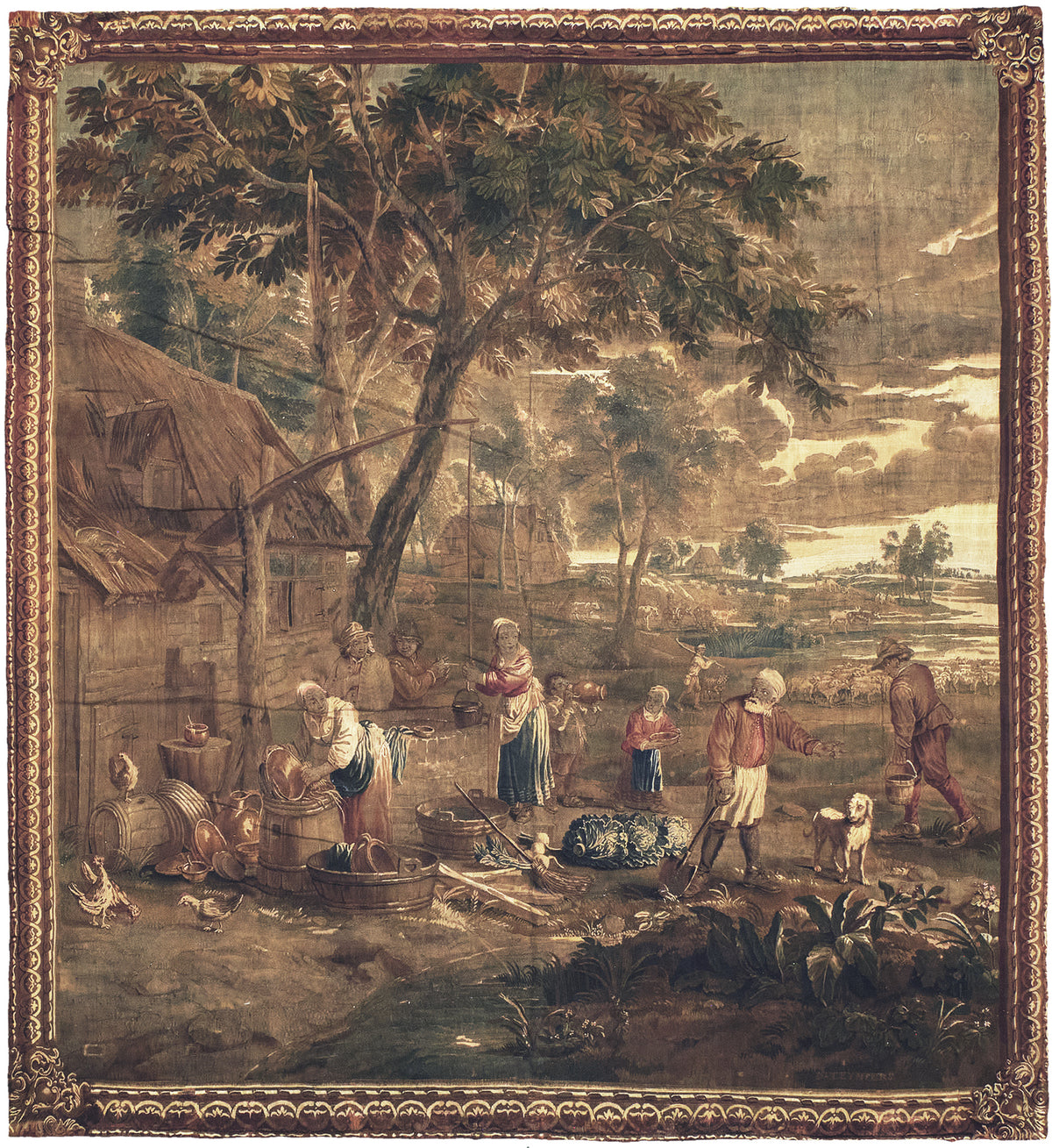 Antique French Tapestry - hand-woven tapestry, French hand-woven - one-of-a-kind handmade area rug [#5]