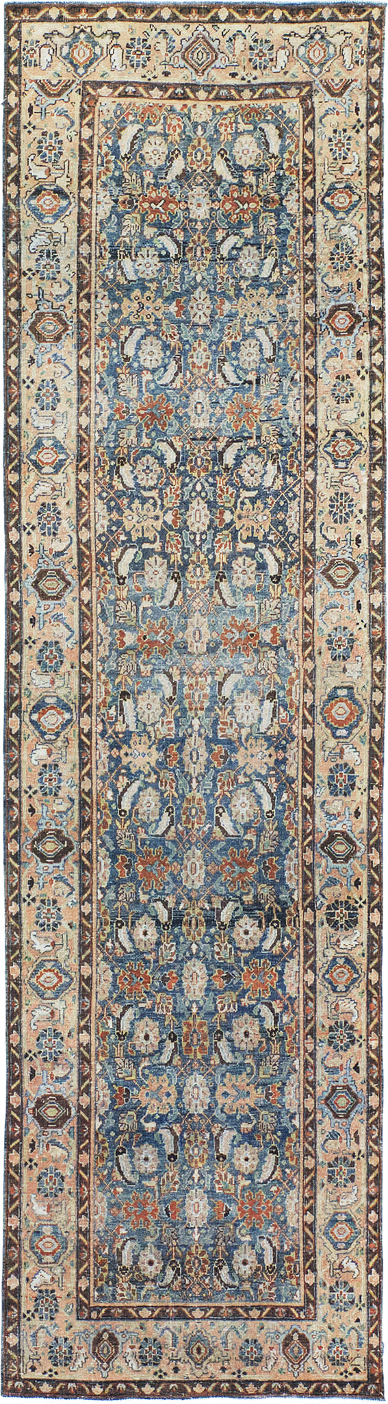 Antique Persian Bidjar Herati Runner - narrow runner - one-of-a-kind handmade area rug