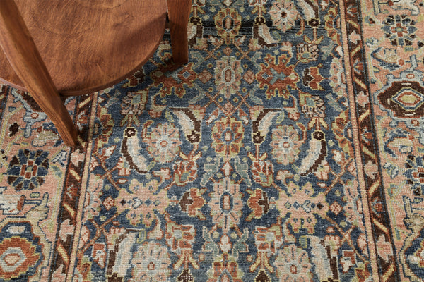Antique Persian Bidjar Herati Runner - narrow runner - overhead flat lay view