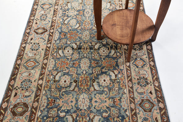 Antique Persian Bidjar Herati Runner - narrow runner - detailed border and fringe