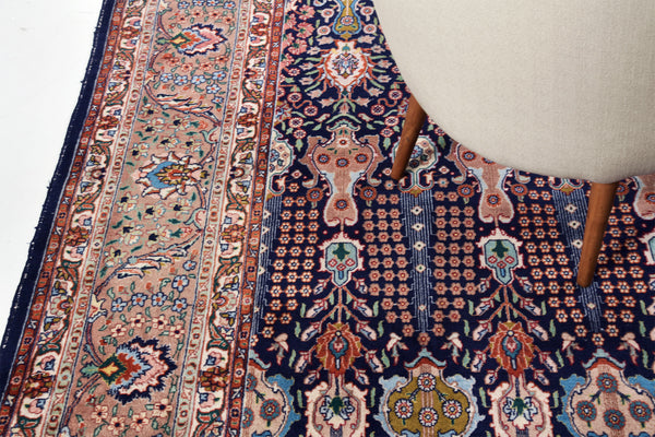 Vintage Persian Tabriz - close-up of weave texture and pile [#9]