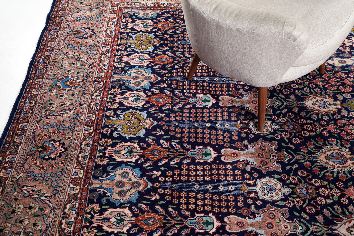 Vintage Persian Tabriz - detailed border and fringe [#9]