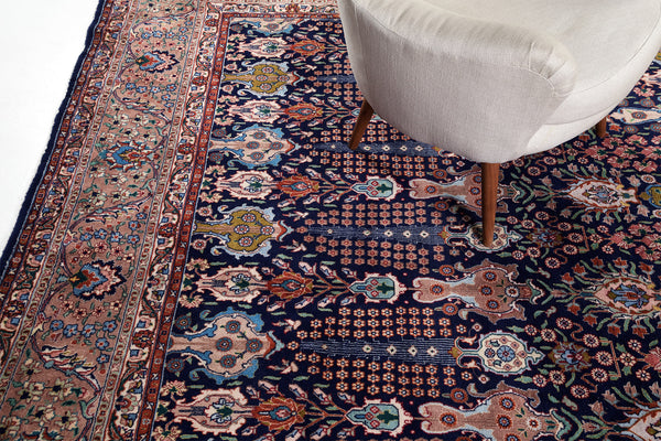 Vintage Persian Tabriz - detailed border and fringe [#9]