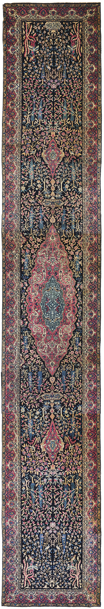 Antique Indian Lahore Gallery Size Runner - one-of-a-kind handmade area rug