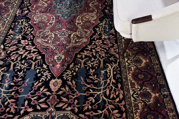 Antique Indian Lahore Gallery Size Runner - styled in room setting