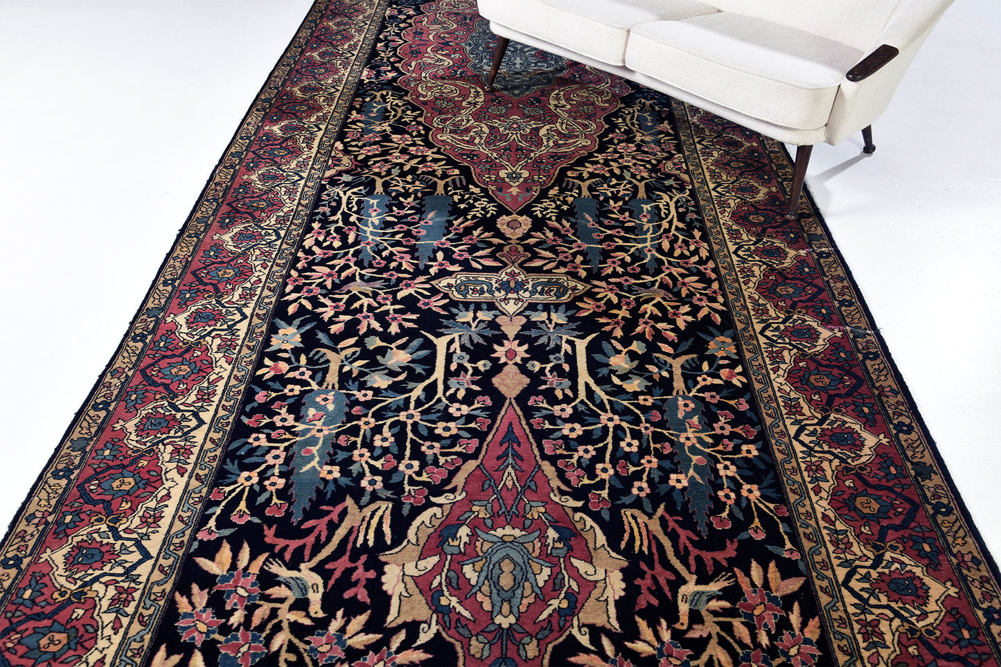 Antique Indian Lahore Gallery Size Runner - overhead flat lay view
