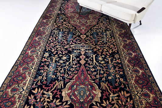 Antique Indian Lahore Gallery Size Runner - overhead flat lay view