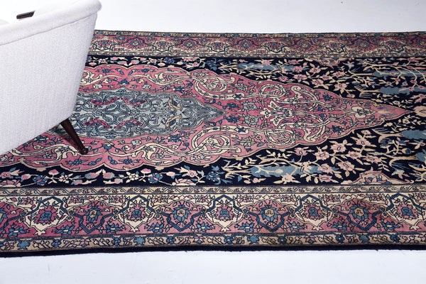 Antique Indian Lahore Gallery Size Runner - close-up of weave texture and pile