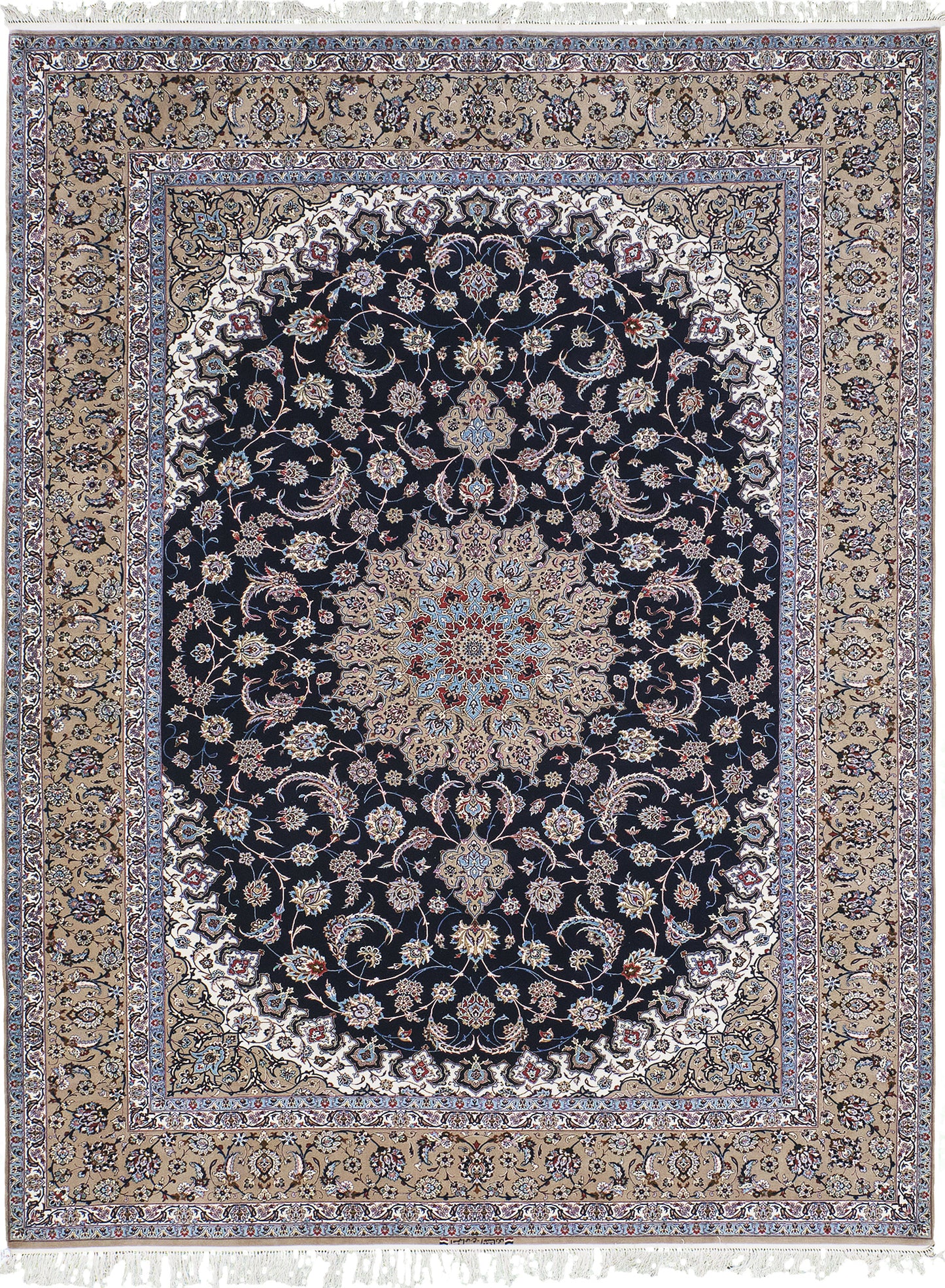 Extra Fine Persian Isfahan Silk Foundation signed Enteshari