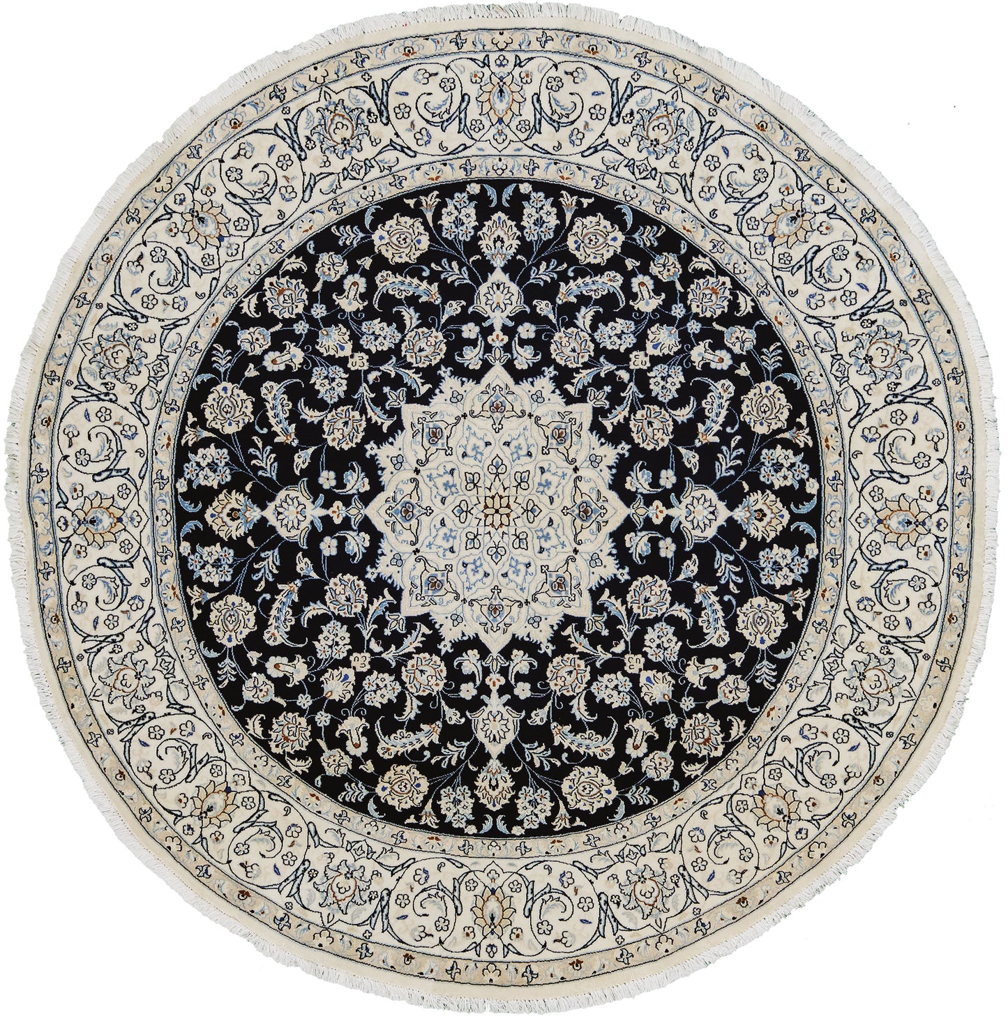 Fine Persian Naein Round Rug