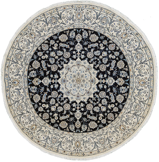 Fine Persian Naein Round Rug