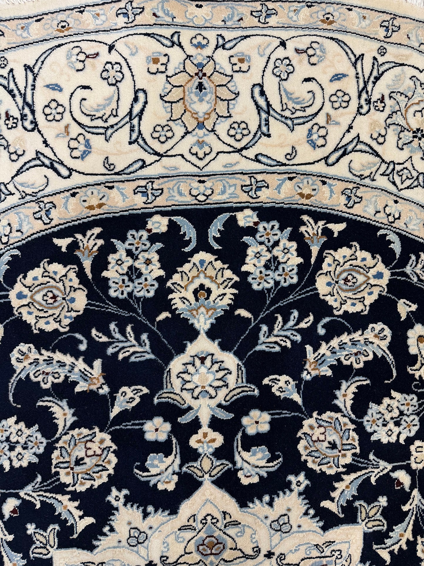 Fine Persian Naein Round Rug