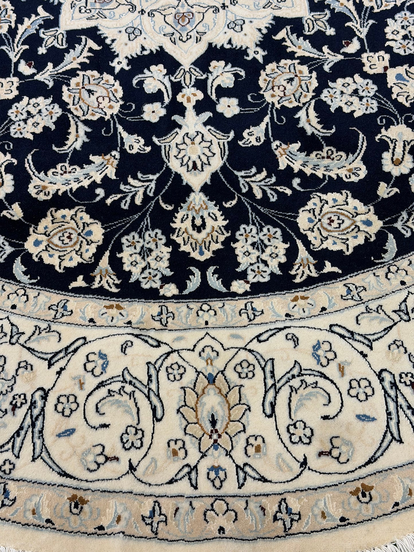 Fine Persian Naein Round Rug