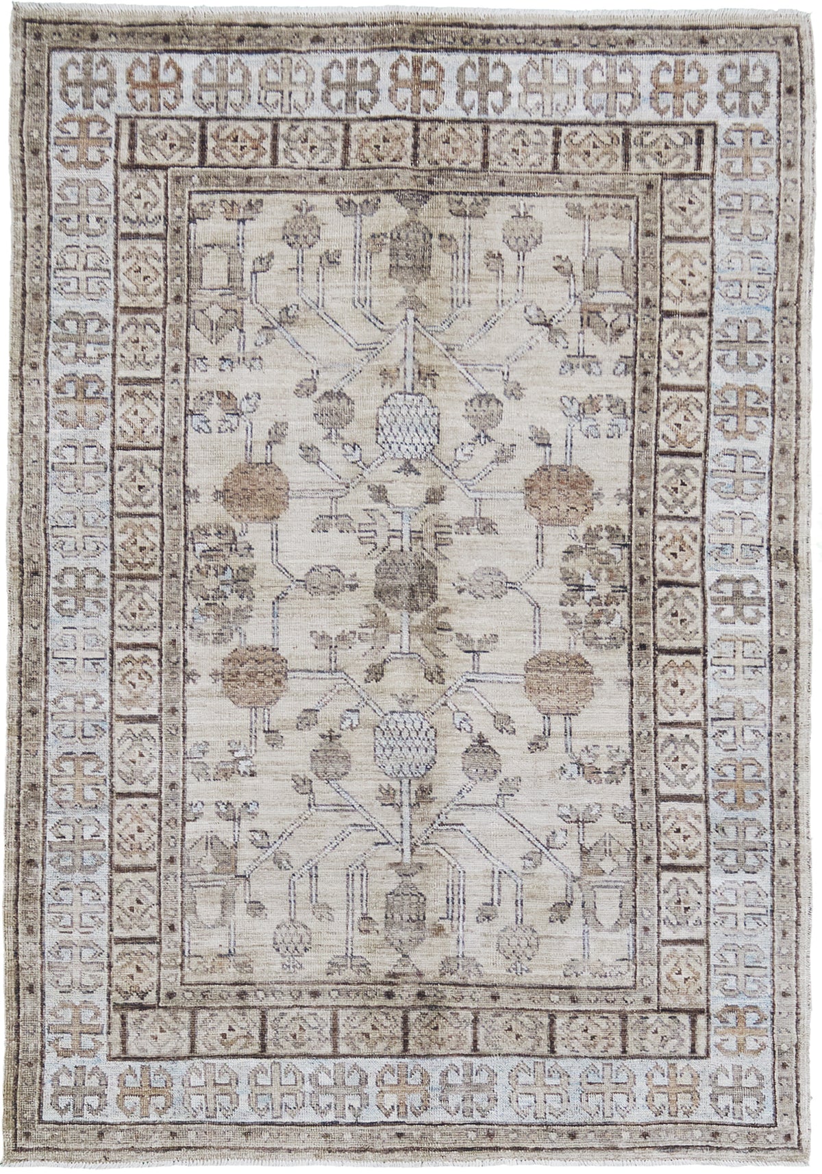 Khotan Revival, Muted Revival - East Turkestan Khotan - one-of-a-kind handmade area rug [#3]