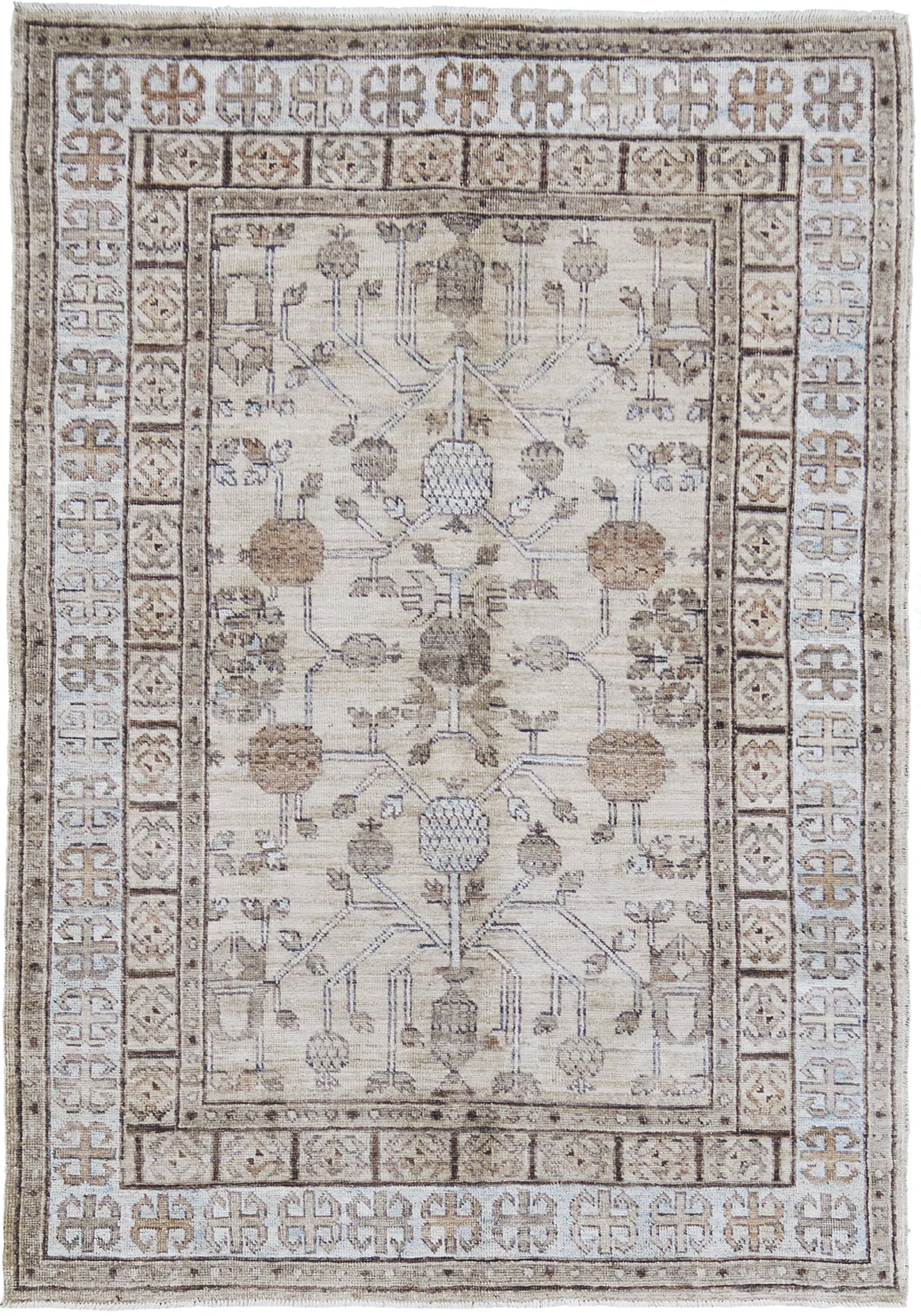 Khotan Revival, Muted Revival - East Turkestan Khotan - one-of-a-kind handmade area rug [#3]