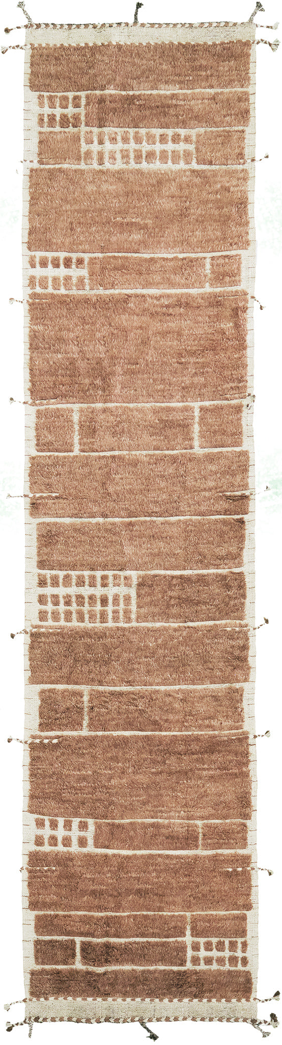 Katabatic Runner, Haute Bohemian, Ivory Rust - narrow runner - one-of-a-kind handmade area rug [#3]