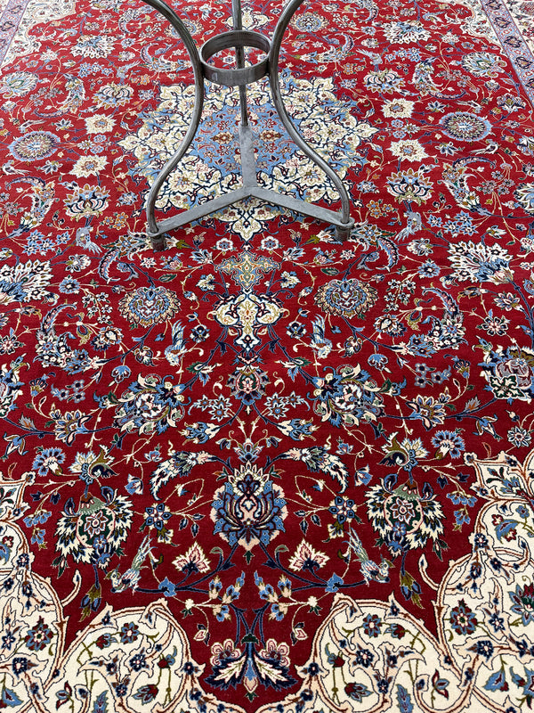 Vintage Persian Tabriz Signed by Sanaieh - overhead flat lay view [#2]