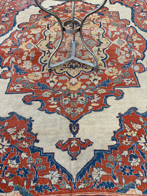 Antique Persian Tabriz Hajijalili - overhead flat lay view