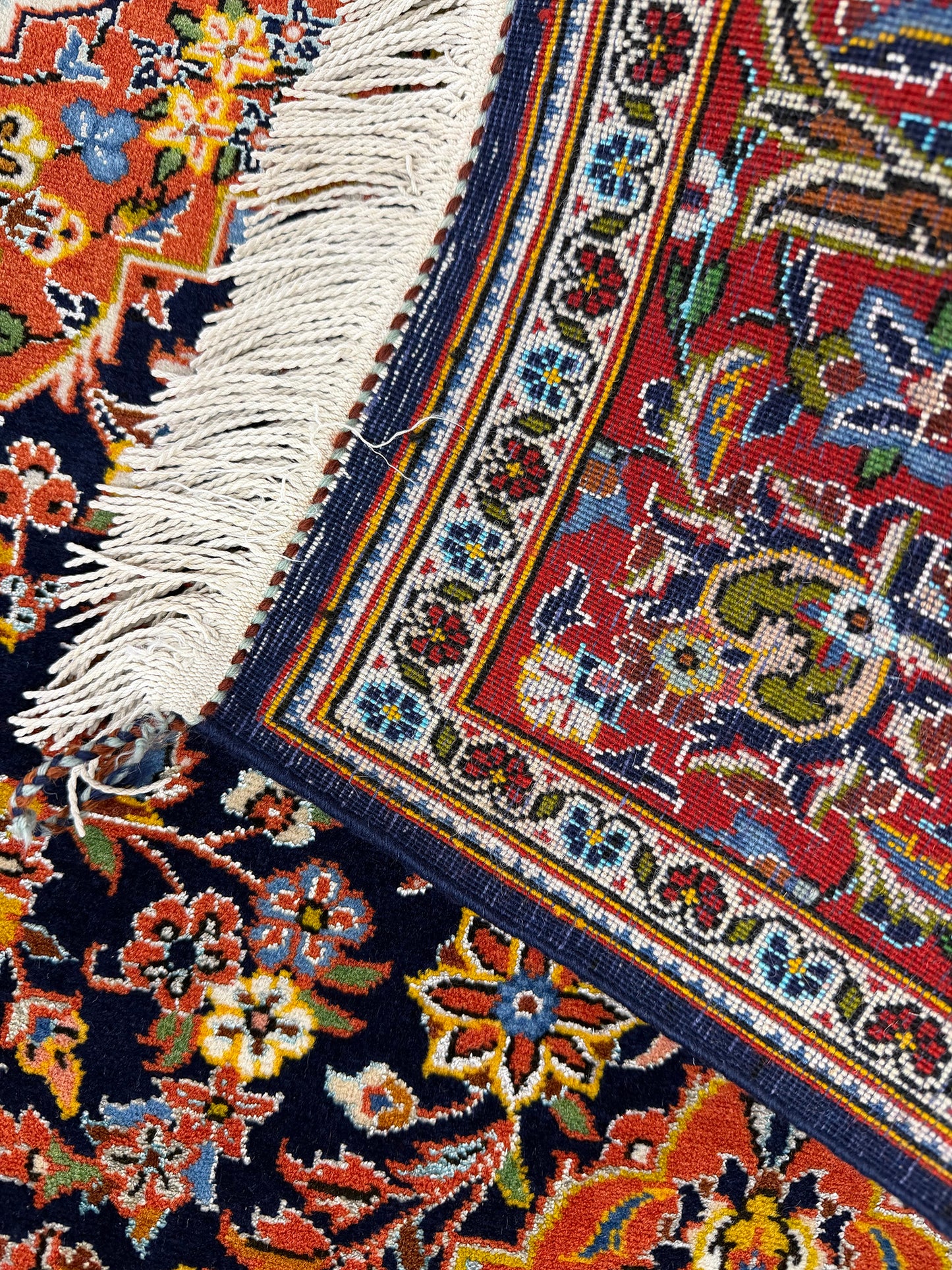 Vintage Persian Kashan - full length showing color variation [#1]