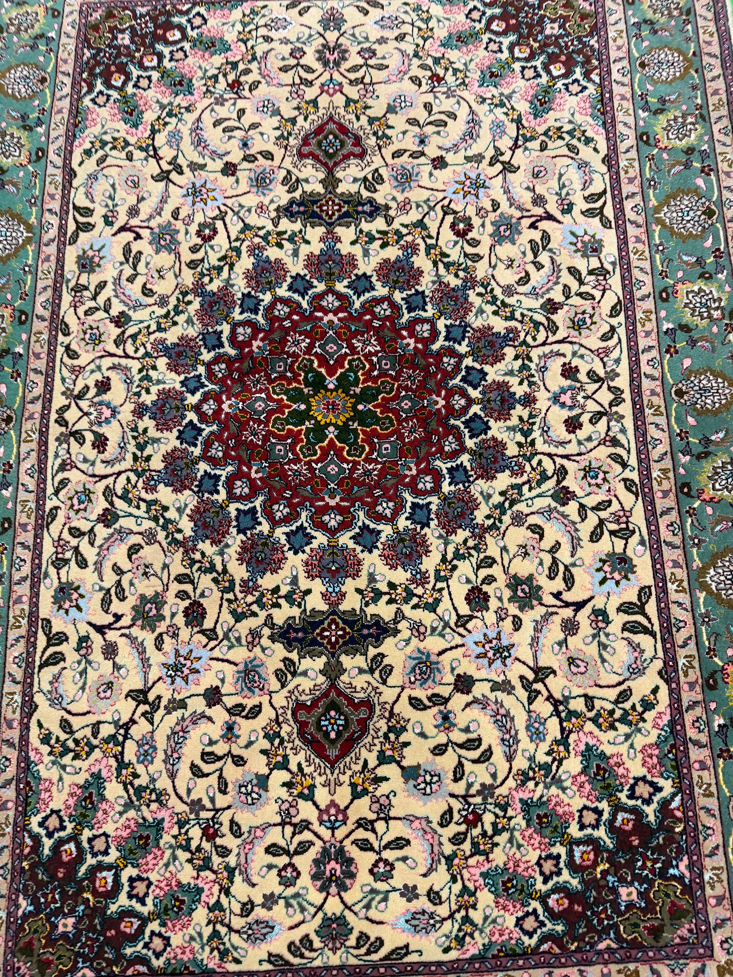 Vintage Fine Persian Tabriz - overhead flat lay view [#1]