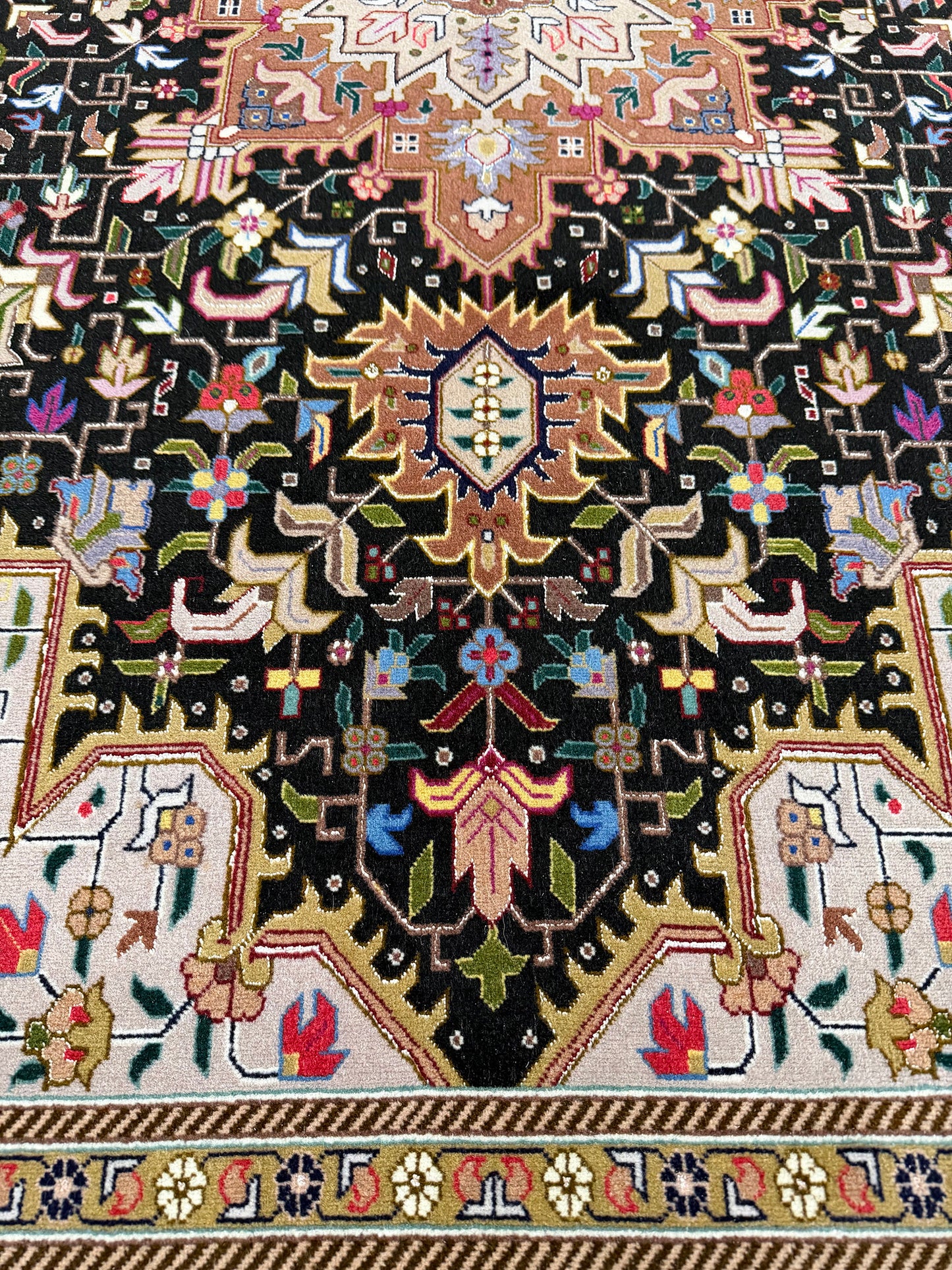 Vintage Fine Persian Tabriz - close-up of weave texture and pile [#2]