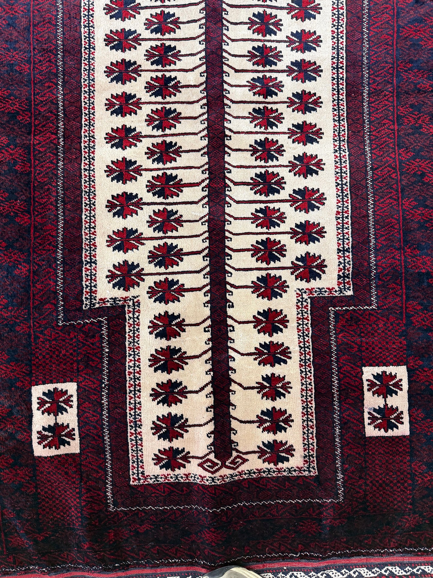 Vintage Persian Silk Baluch - pure silk - overhead flat lay view