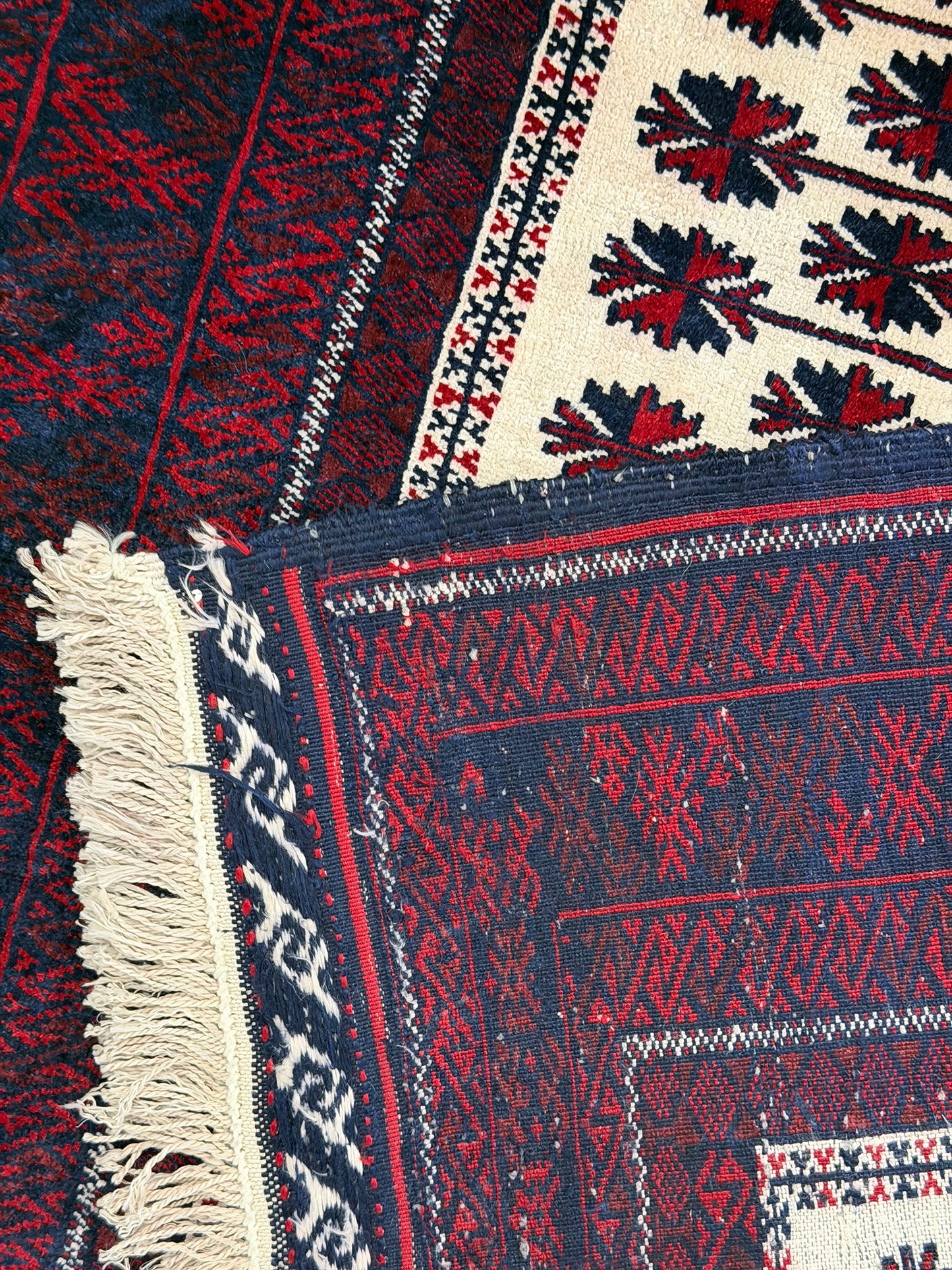 Vintage Persian Silk Baluch - pure silk - close-up of weave texture and pile