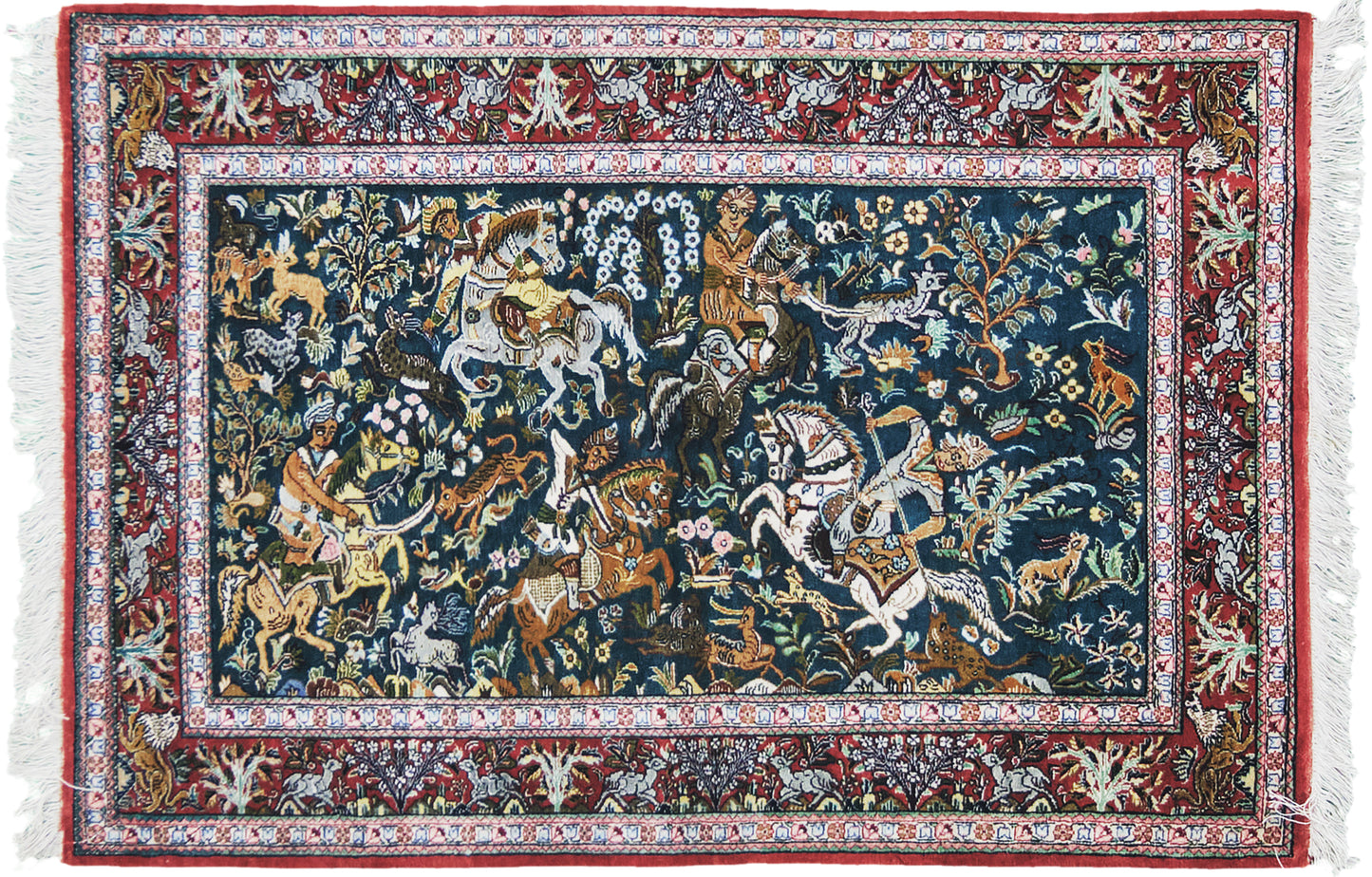 Vintage Ex-Fine Persian Silk Qum - pure silk - one-of-a-kind handmade area rug [#1]