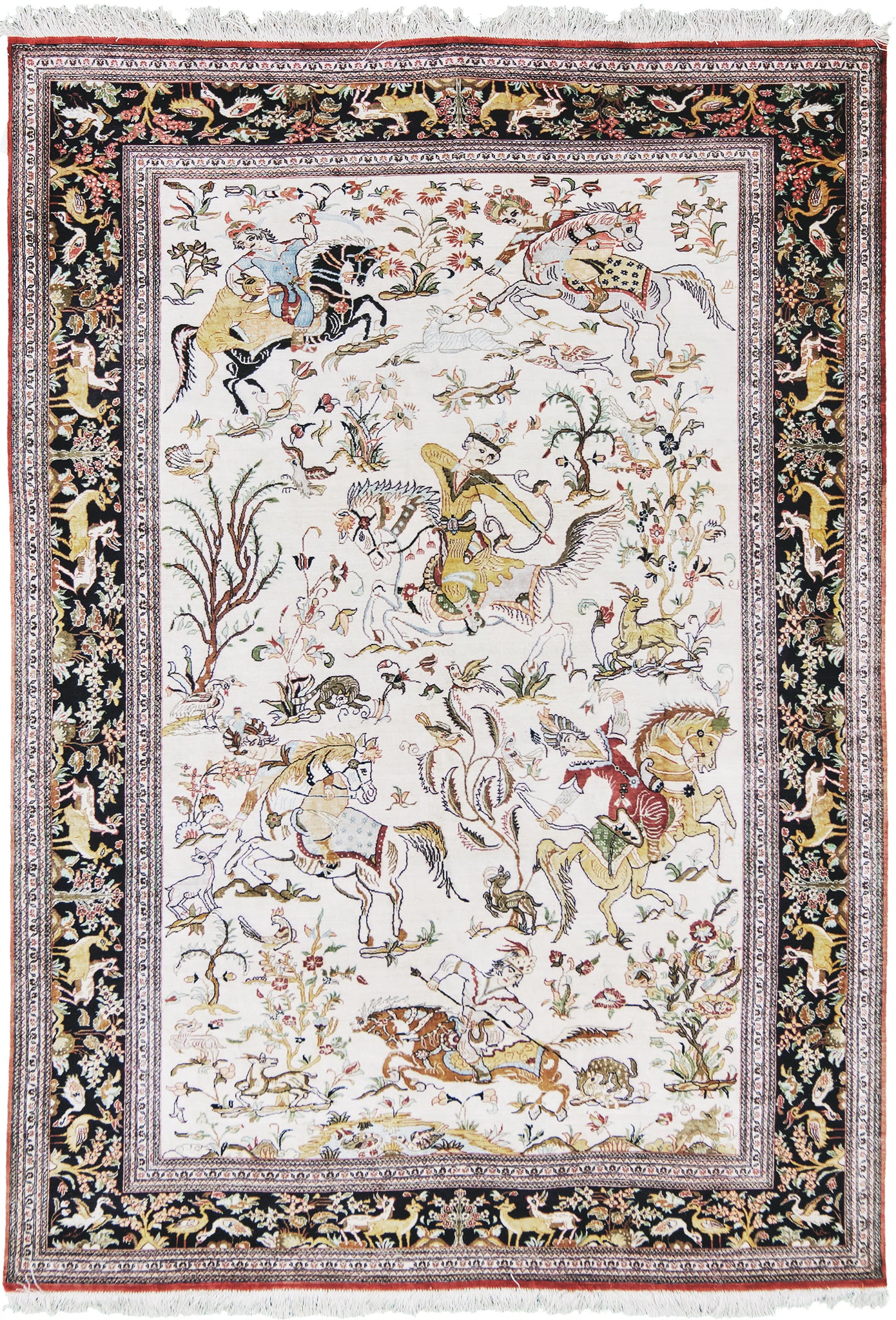 Vintage Ex-Fine Persian Silk Qum