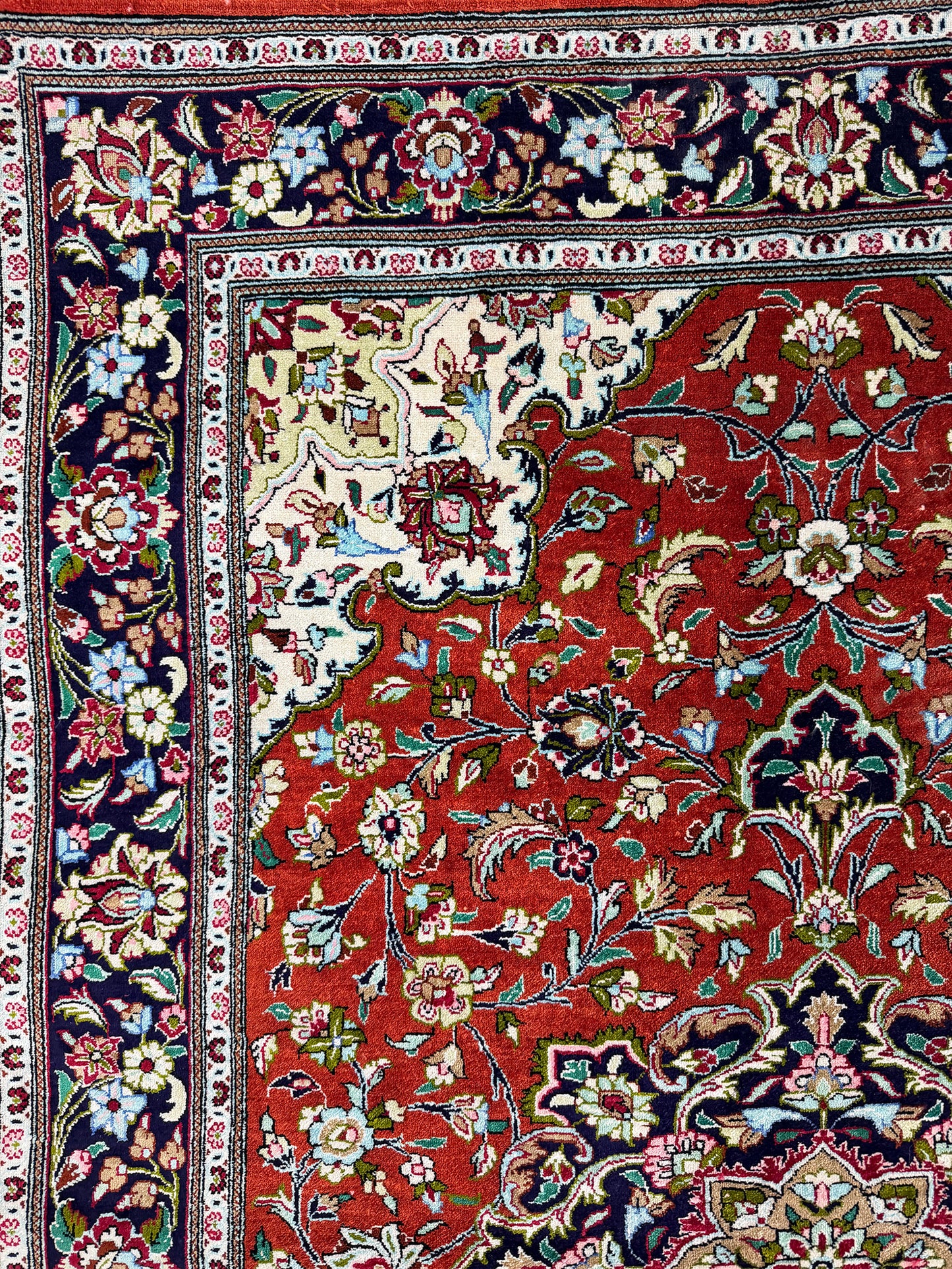 Vintage Fine Persian Tabriz - close-up of weave texture and pile [#3]