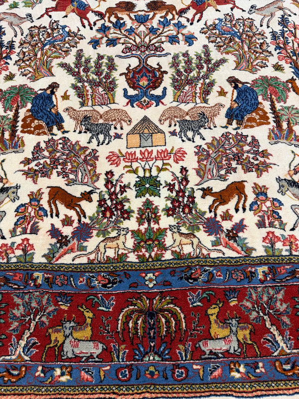 Vintage Persian Sarouk - detailed border and fringe