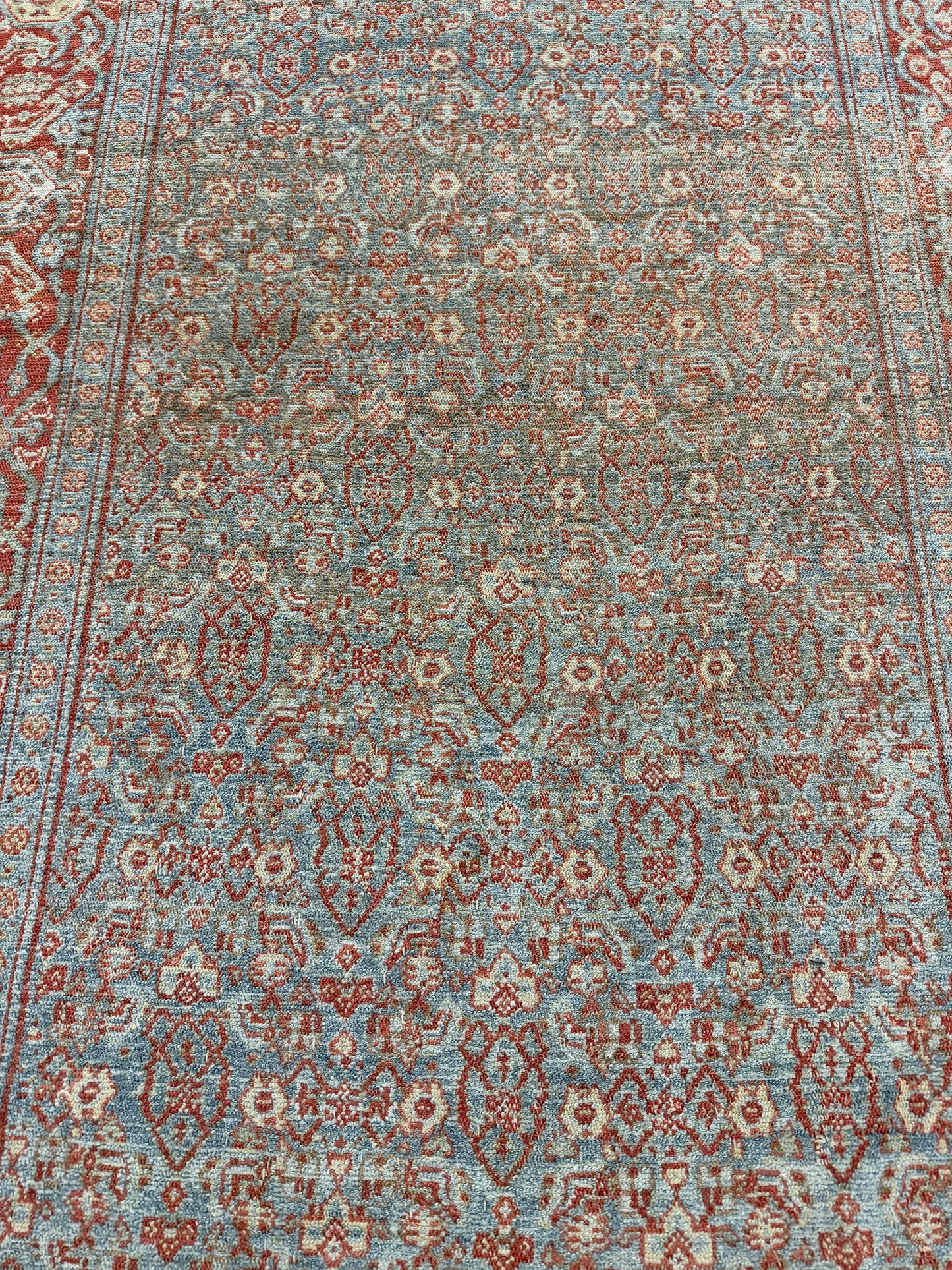 Antique Persian Malayer Runner - narrow runner - overhead flat lay view [#19]