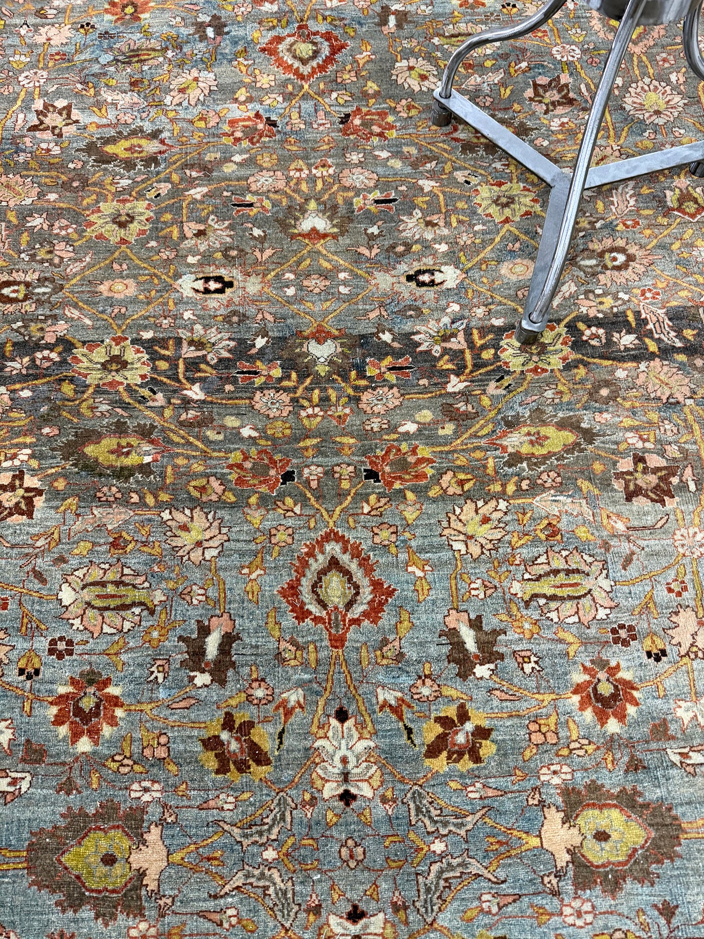 Antique Persian Bidjar - overhead flat lay view [#7]