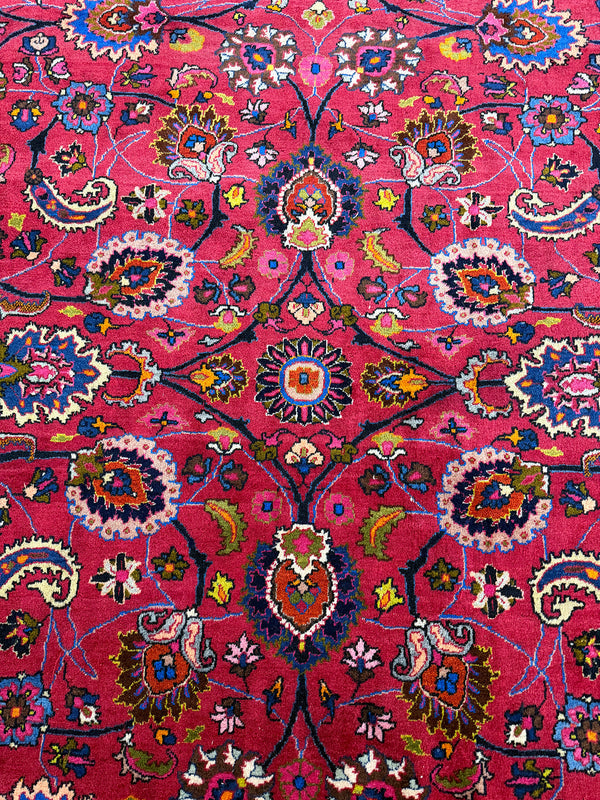 Antique Persian Mashad - overhead flat lay view [#6]