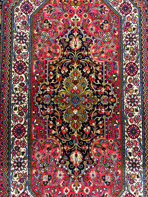 Vintage Persian Qum - overhead flat lay view