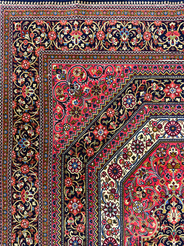 Vintage Persian Qum - detailed border and fringe