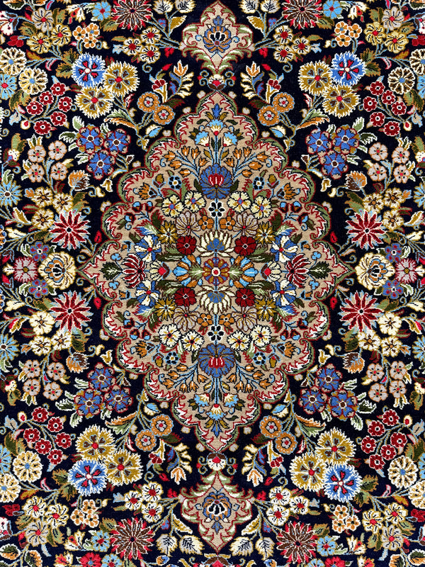 Vintage Fine Persian Qum - overhead flat lay view