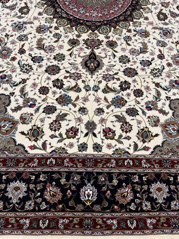 Vintage Fine Persian Tabriz - close-up of weave texture and pile [#7]