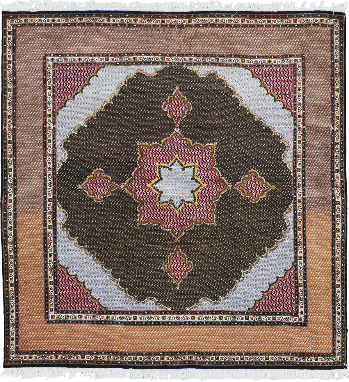 Vintage Fine Persian Square Tabriz - one-of-a-kind handmade area rug