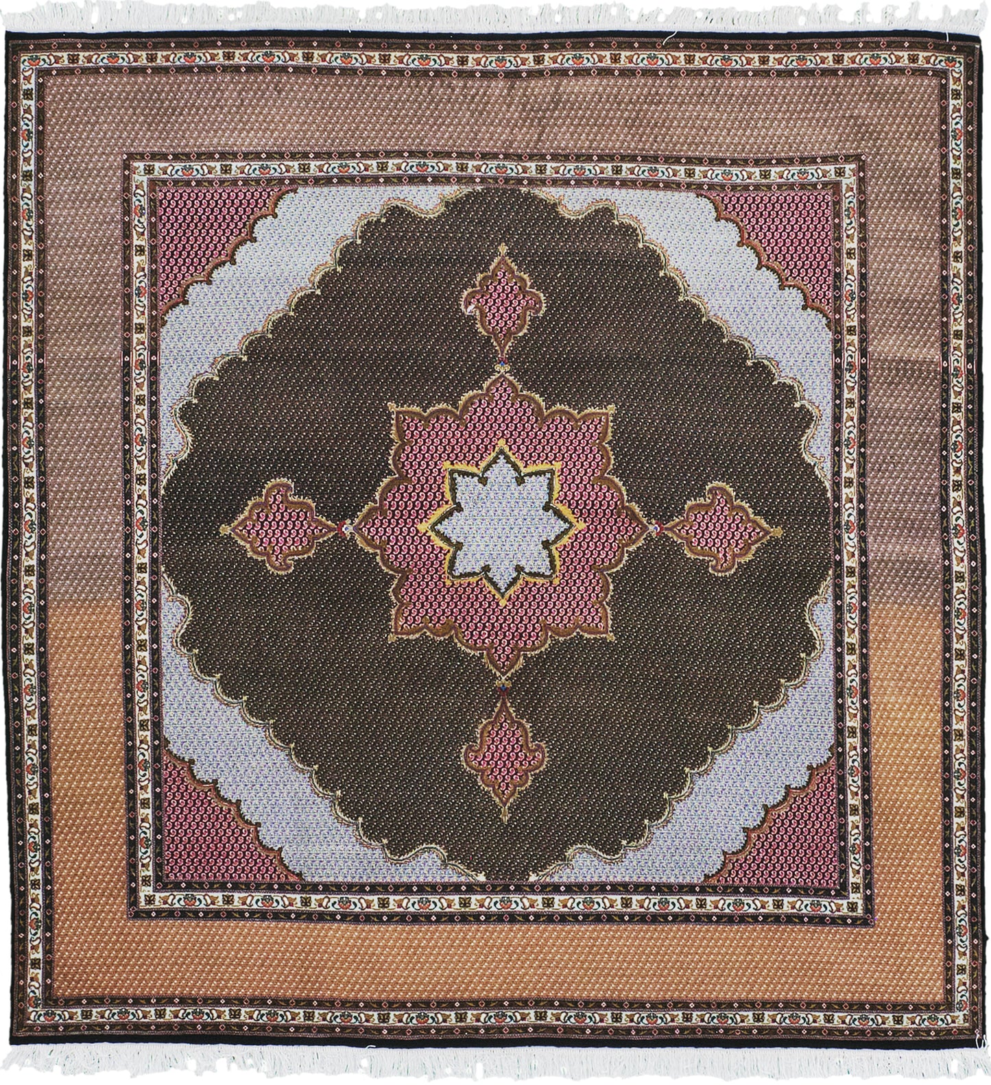 Vintage Fine Persian Square Tabriz - one-of-a-kind handmade area rug